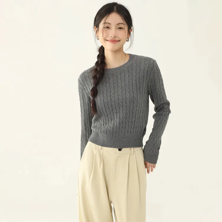 【现货】2025年时尚新款复古麻花针织韩系ins显瘦设计百搭上衣A3-10