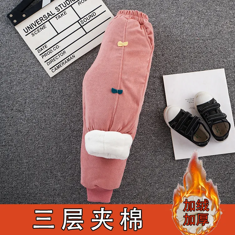 儿童冬款棉裤加绒加厚外穿夹棉裤子宝宝绒裤子女孩洋气婴儿棉裤