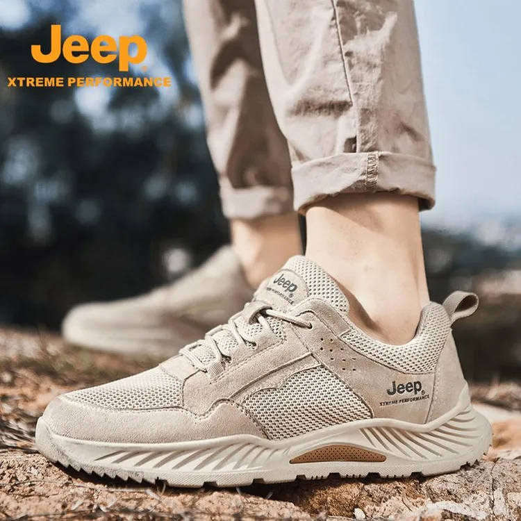 JEEP/吉普春夏秋季男士户外百搭软底潮流轻便徒步耐磨网眼登山鞋