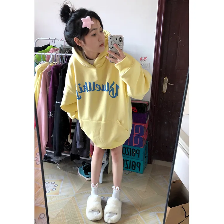 国潮牌美式小个子连帽卫衣女秋冬款oversize情侣复古港味chic上衣