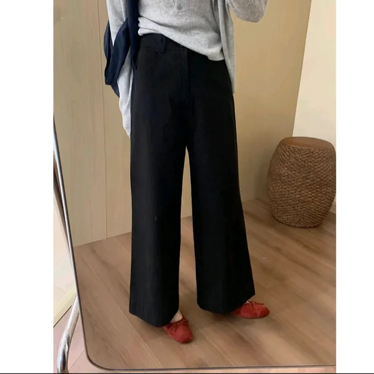 冬款毛呢裤阔腿裤高腰百搭休闲裤显高显瘦垂感直筒裤