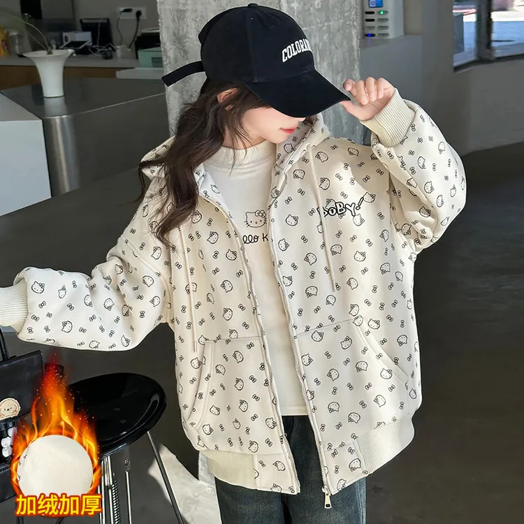 女童棉服加绒加厚KT猫外套2025冬季新棉袄洋气女孩棉衣高品质洋气