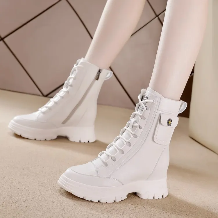 内增高马丁靴女小个子百搭网红瘦瘦靴2025新款冬季保暖加绒中筒靴