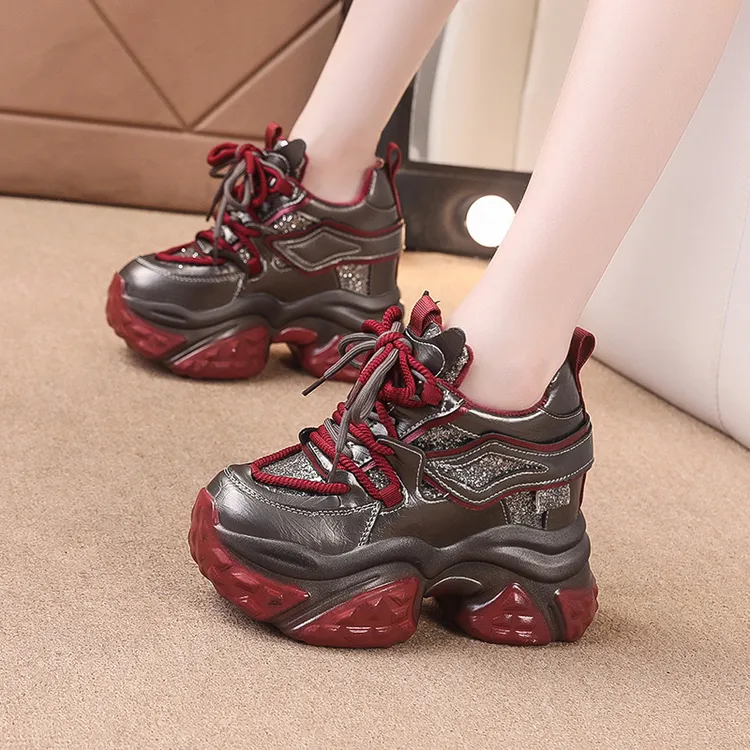 内增高老爹鞋女2025新款冬季加绒百搭松糕厚底休闲运动小个子棉鞋