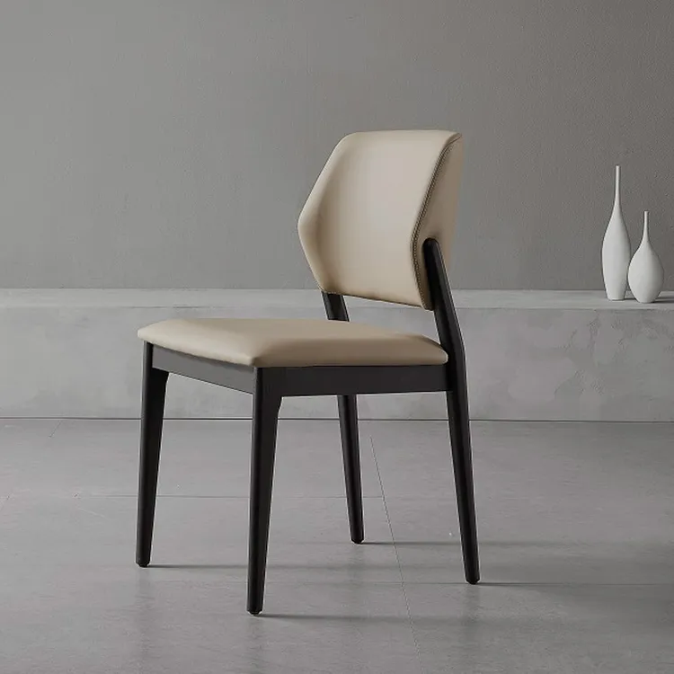 意式极简实木餐椅餐厅酒店家用椅子简约化妆椅皮椅家椅靠背书椅