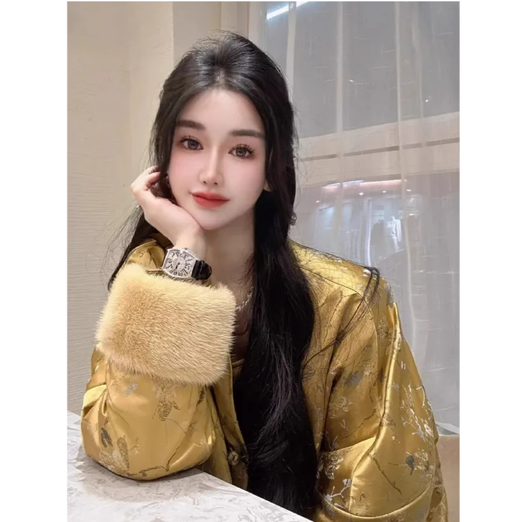 今年流行爆款高级感超好看新中式国风黄色碎花加厚棉服外套女冬季
