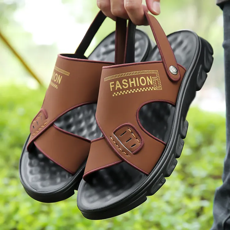 休闲凉鞋男士新款厚底沙滩夏季外穿爸爸防滑耐磨两用凉拖鞋男