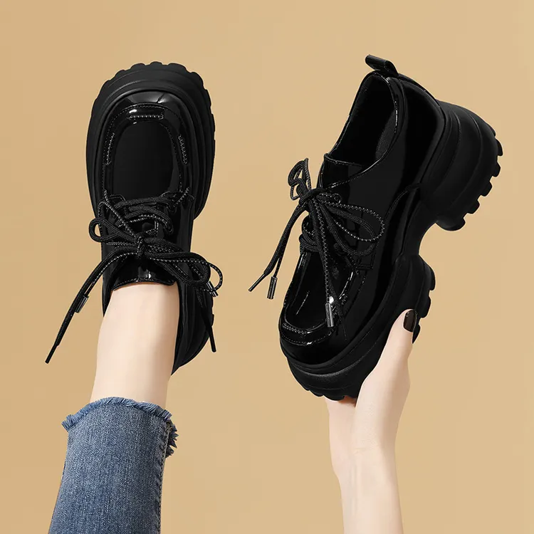 万达撤柜批发厚底休闲乐福鞋女2025春季季新款英伦风单鞋漆皮鞋子