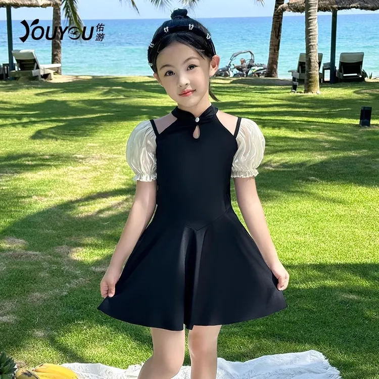 儿童泳衣女童连体蕾丝公主风2024新款夏女孩可爱游泳衣中大童泳装