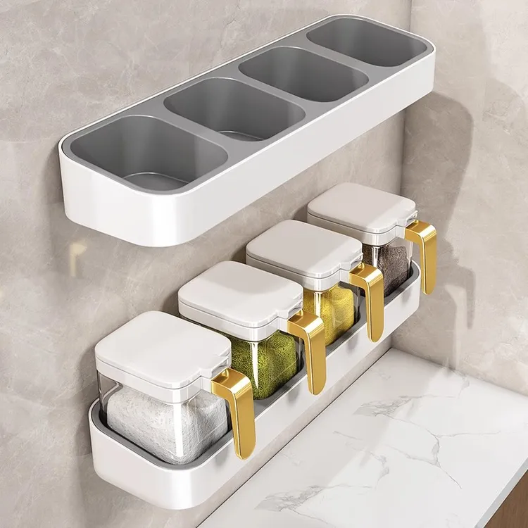 调味罐厨房用佐料盒组合装装用家用高端壁挂密封调味品收纳置物架