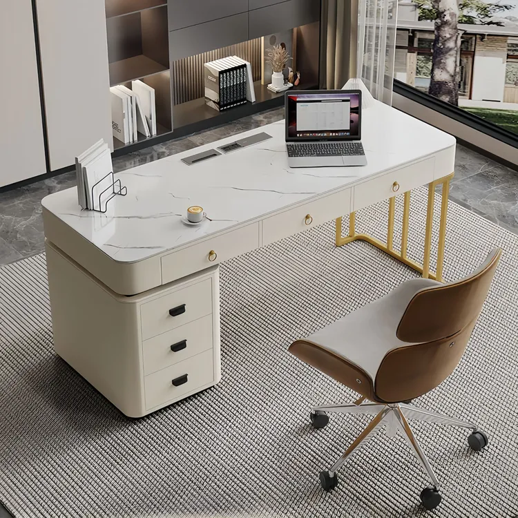 书桌成人家用轻奢电脑桌学习桌美容院咨询桌岩板书桌面诊桌接待桌