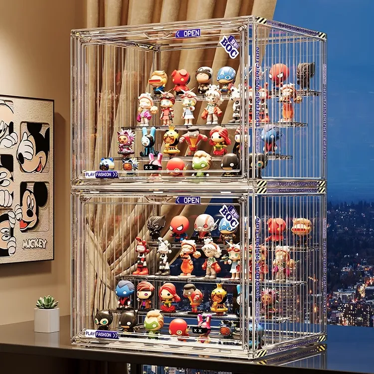 盲盒收纳展示架大容量阶梯式亚克力泡泡玛特展示盒防尘手办展示柜