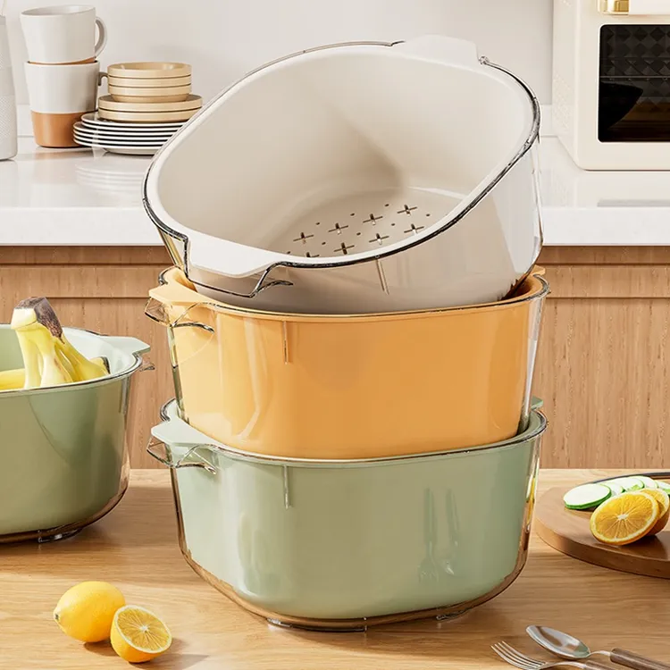 星优洗菜盆双层沥水篮加厚新款特大家用厨房淘洗菜篮子客厅水果盘