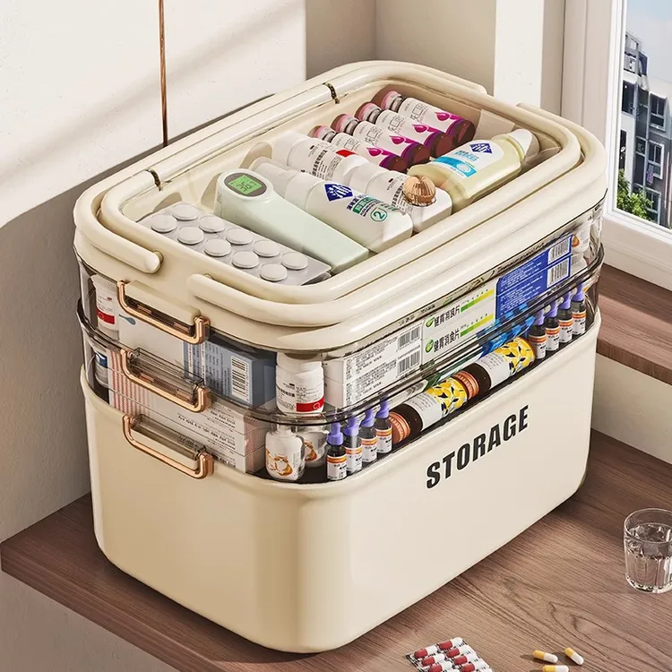 星优多层药箱家庭装大号医药箱家用大容量药物收纳盒医疗急救药箱