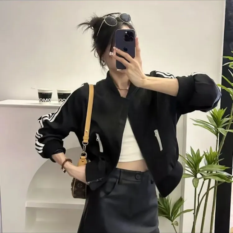 棒球服短外套女2025春季新款时尚百搭立领棒球领夹克小个子上衣