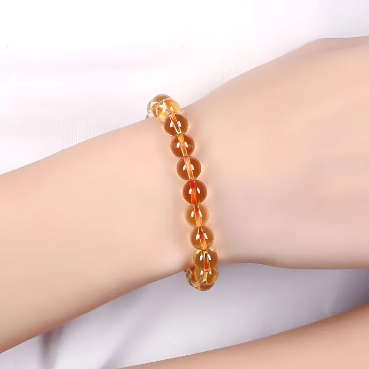 天然时尚气质黄水晶8mm圆珠手串