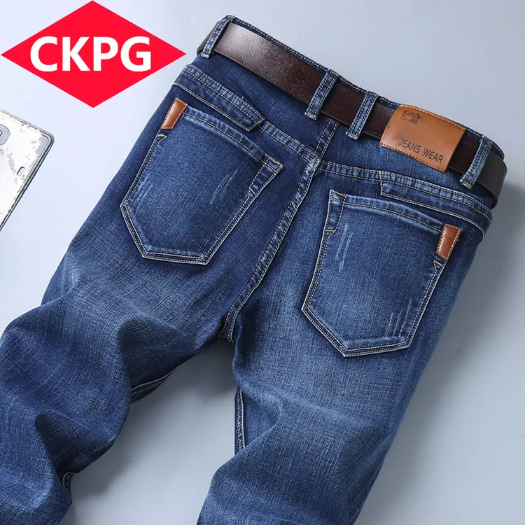 CKPG2025新款男士春秋牛仔裤男修身小直筒弹力休闲中年男士牛仔裤