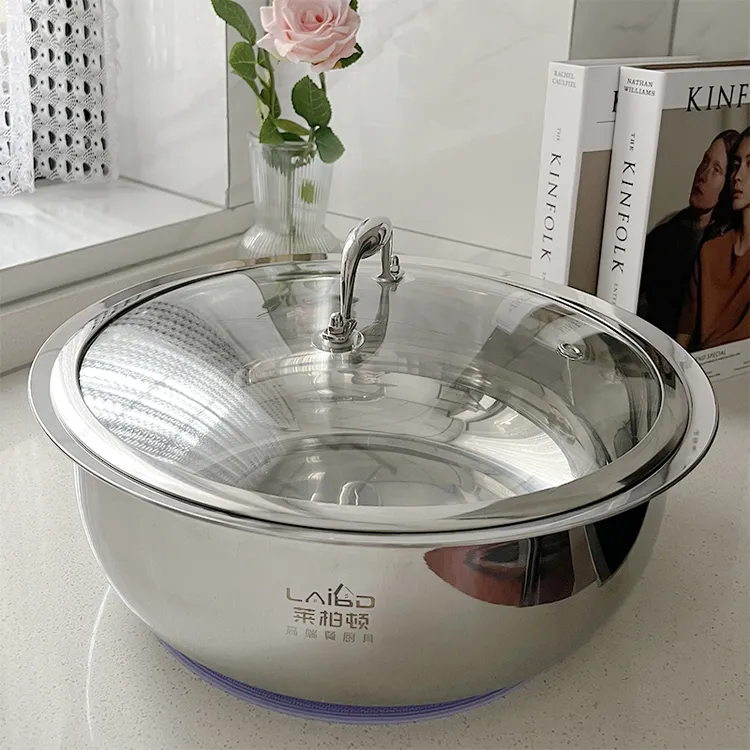 莱柏顿316L不锈钢和面盆家用食品级发面盆加深带盖烘焙揉面盆加厚