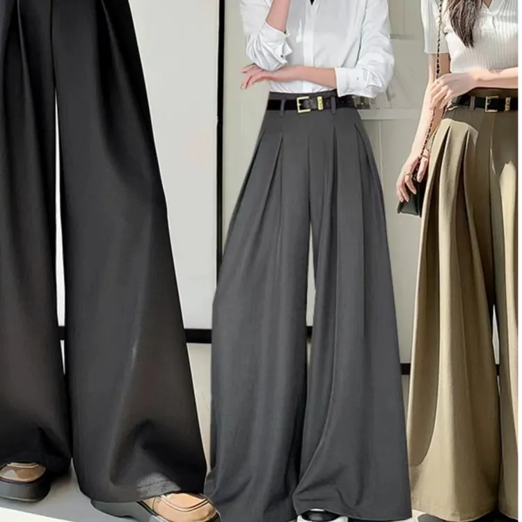 【工厂直发】秋季新款时尚高腰百搭阔腿裤气质西装裤女垂坠感西装裤