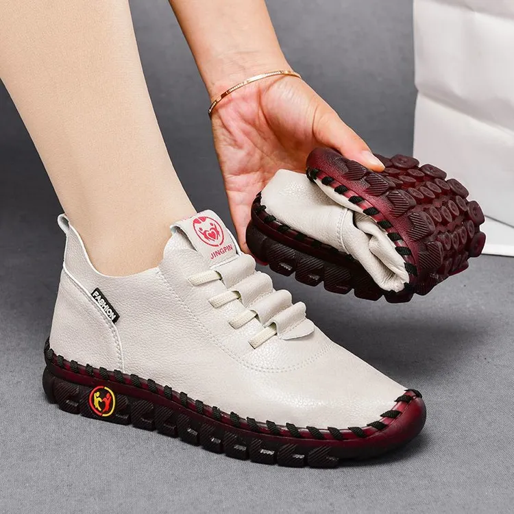 【新品上新】真皮软底女士休闲平底单鞋中年舒适防滑不累脚妈妈鞋