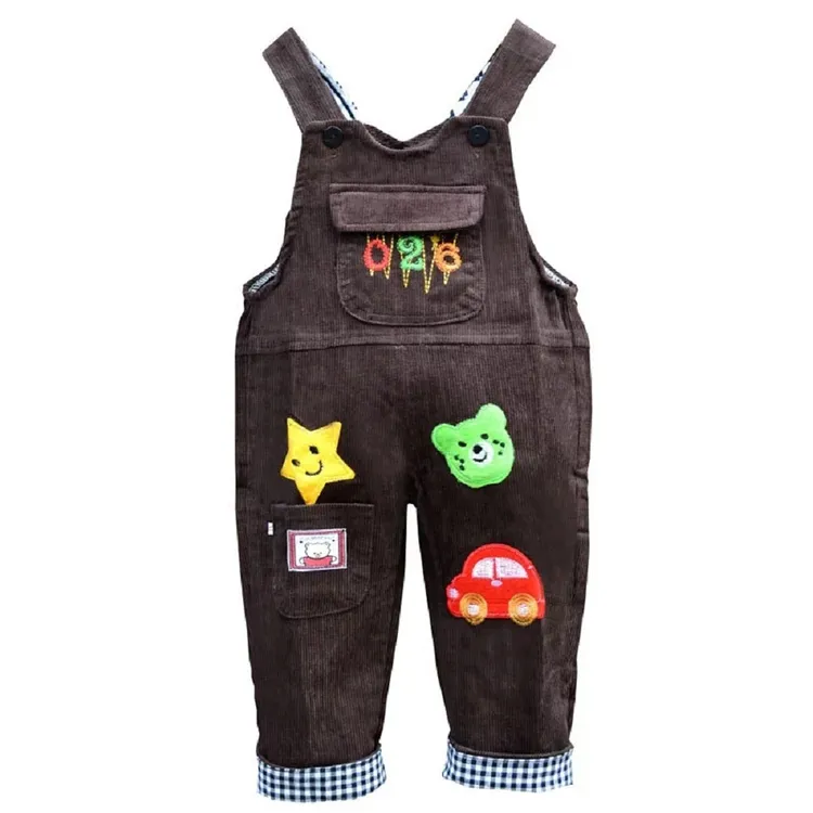 0-1岁宝宝两用裆灯芯绒冬季薄款男女儿童条绒连体背带单裤小童