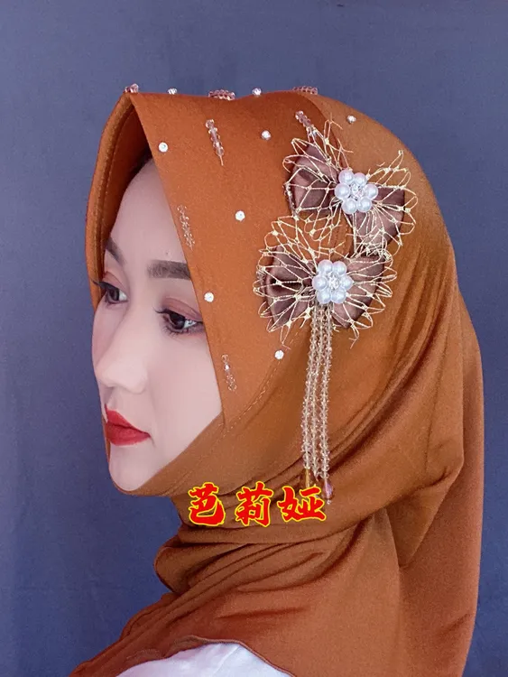 纱巾新款芭莉娅网花吊坠硬帽檐头套网红爆款纱巾