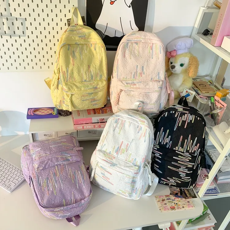 雅鹿可爱少女双肩包韩版初高中大容量高颜值出行百搭轻便通勤书包