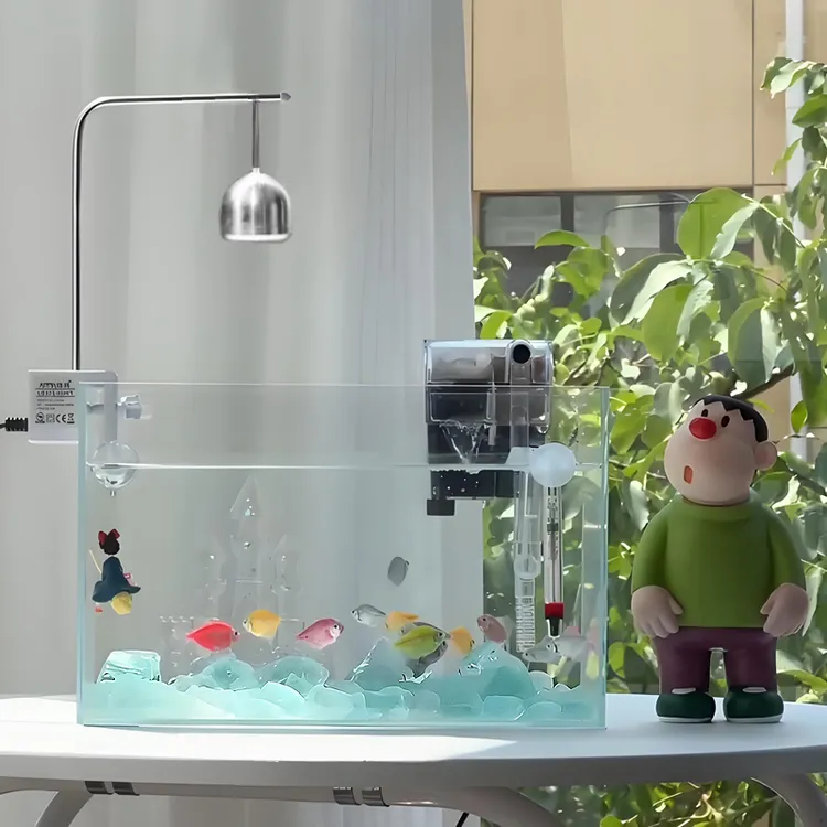 超白鱼缸蓝水晶造景套餐小型桌面DIY玻璃石冰蓝石底砂装饰