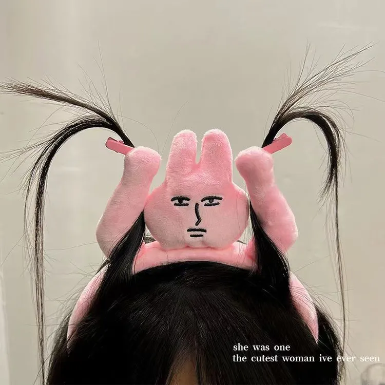 【下班】可爱闺蜜专属粉红兔子发箍头箍刘海薅头发卡通头饰发饰