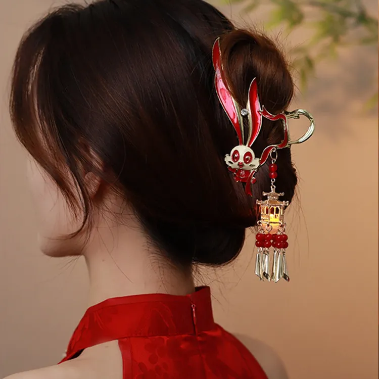 【中秋礼品】古风古典中国风国潮气质百搭新中式红色素款抓夹