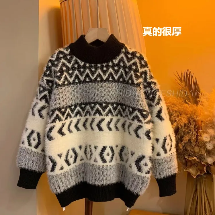 儿童大童小孩针织衫加厚秋冬套头冬季韩版提花宽松儿童毛衣