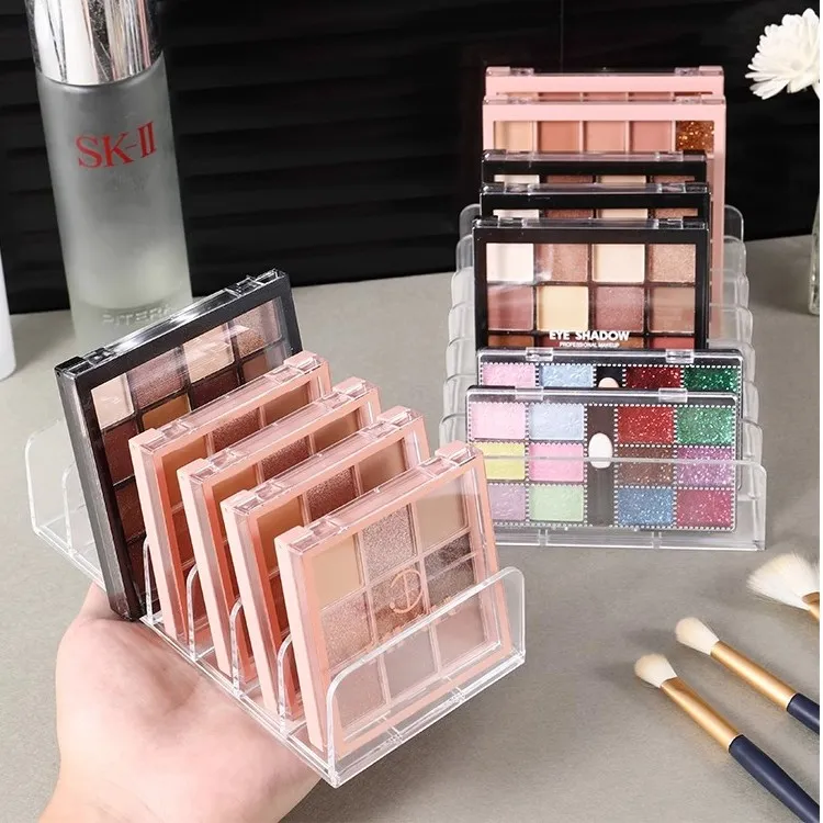 透明分格眼影盘吧唧谷子粉饼收纳架子桌面梳妆台多格化妆品收纳盒