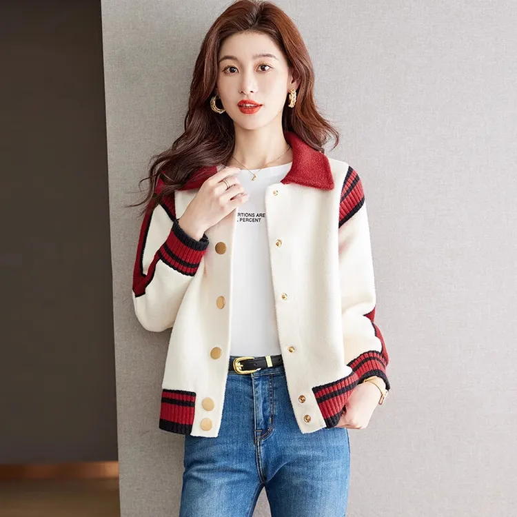 高级感超洋气毛呢外套女翻领开衫针织衫2025加厚春春秋季爆款上衣