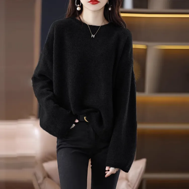 2025早春毛衣女高级感超好看慵懒风宽松百搭洋气落肩打底针织上衣