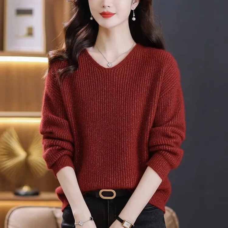 春秋女毛衣200斤宽松针织衫打底衫
