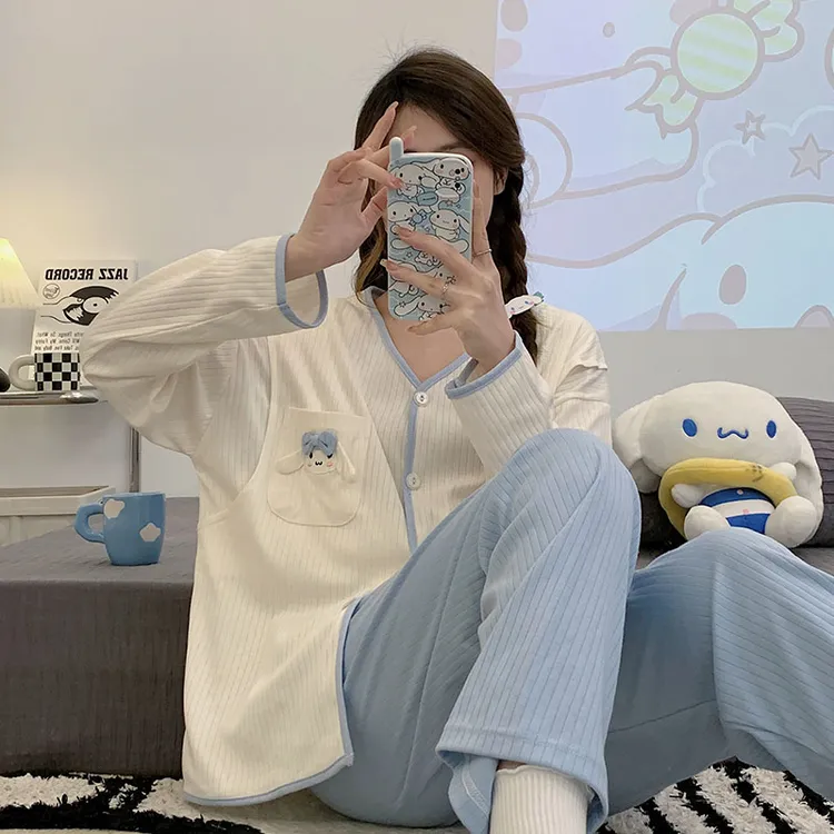 纯棉月子服春秋季产后产妇哺乳孕妇睡衣女秋款两件套装怀孕期专用