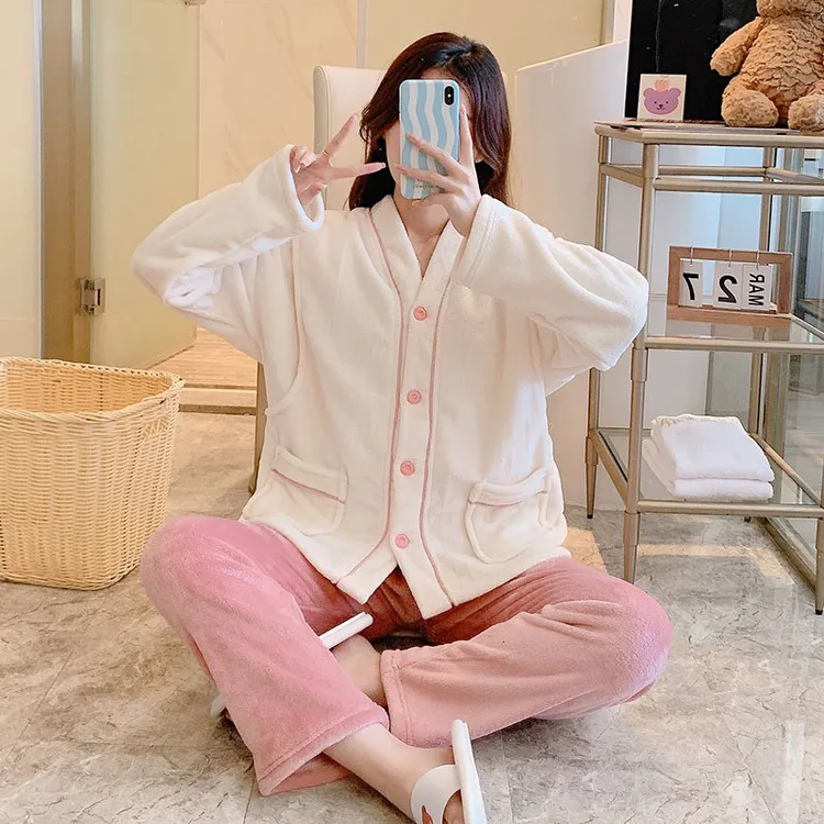 【亏本清仓】孕妇睡衣女春秋冬天怀孕期加厚款珊瑚绒月子服冬季产后