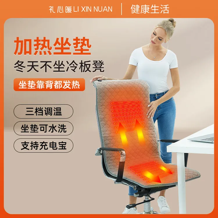 电加热椅垫家用办公室靠背式一体保暖坐垫学生宿舍发热沙发取暖垫