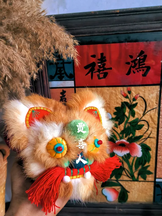 手工传统虎头一对原色兔毛暖袖材料包（不含剪刀）
