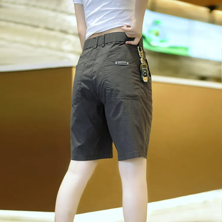 美式休闲冰丝短裤男夏季薄款宽松直筒弹力男士大码透气五分中裤子
