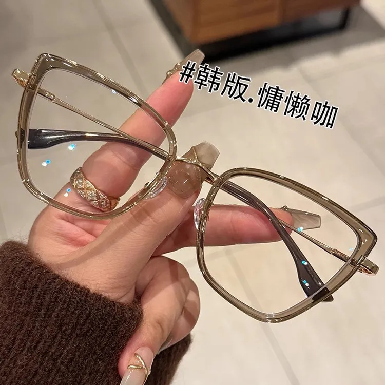 复古美式猫眼氛围眼镜近视可配度数大脸女生显瘦高级显白眼睛框架