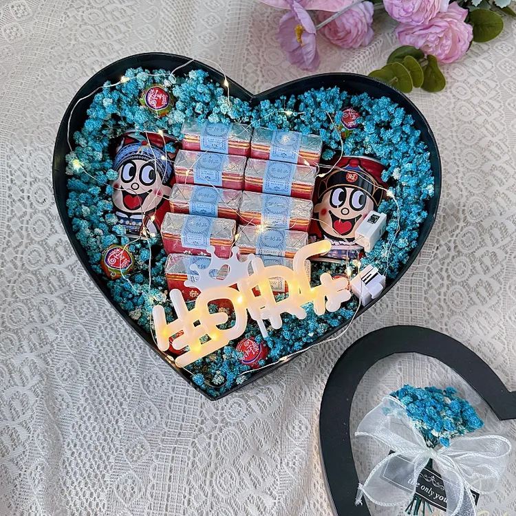 爱心礼盒满天星DIY材料送男友老公的生日礼物情人节七夕节日统用