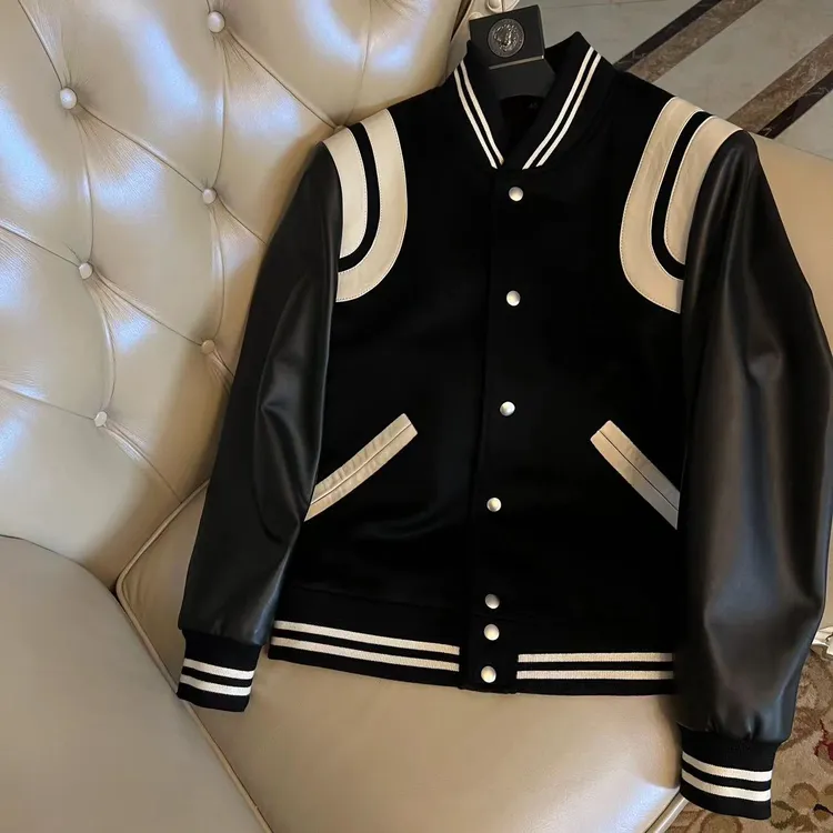 2366  slp经典美式棒球服外套 小羊皮羊毛夹克