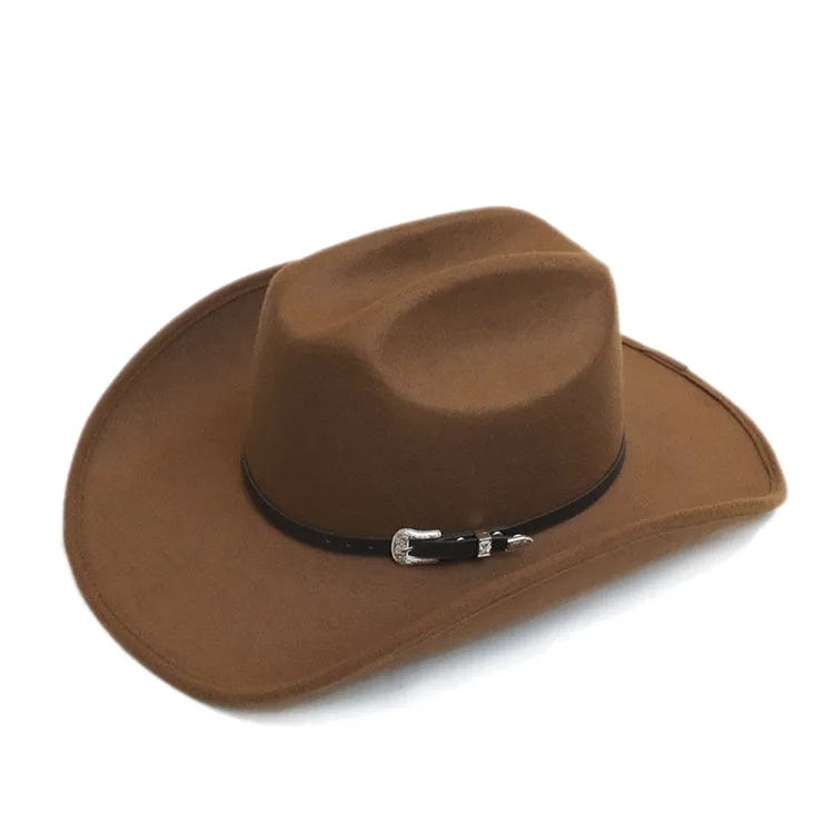 大檐美剧黄石款硬藏式复古咖啡帽带呢子户外西部牛仔礼帽遮阳保暖