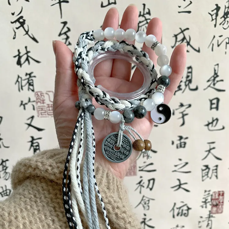 【无极】双生太极山鬼花钱手绳纯手工编织新中式 DIY创意藏式手饰女