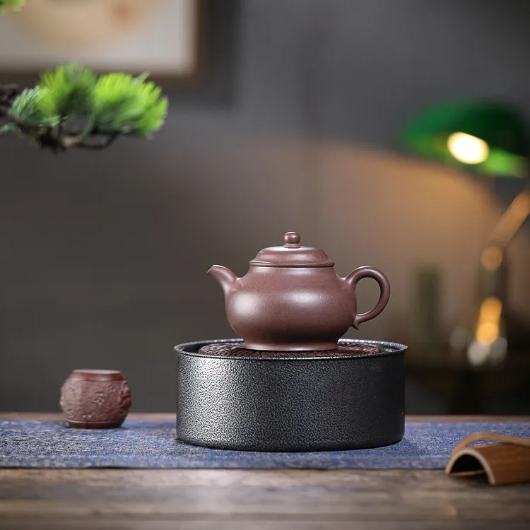 原矿底槽清潘壶全手工制作容量220cc手制纯手工黑金茶壶紫砂壶