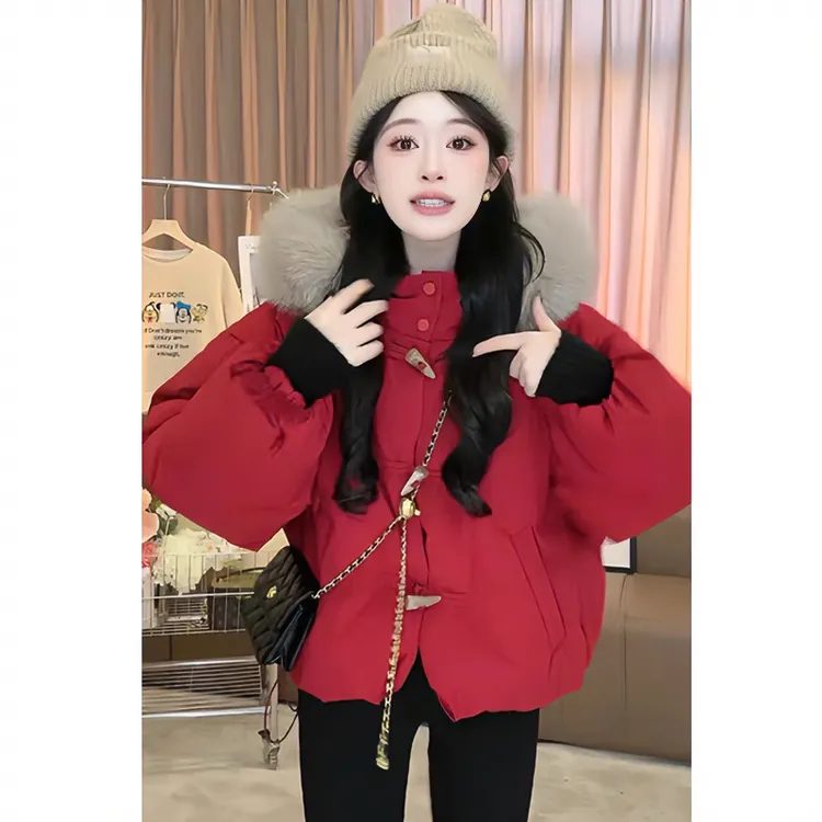 圣诞假新年红色ins棉服外套冬季2024年秋冬新款显瘦上衣女外套
