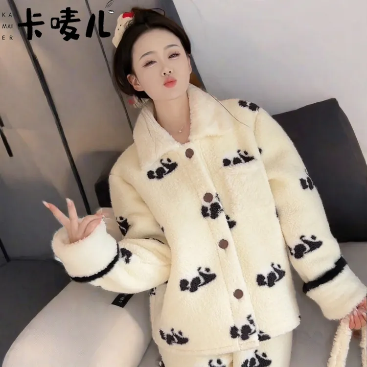 睡衣女士冬季女款爆款2024新熊猫绒可外穿长袖保暖加绒加厚家居服