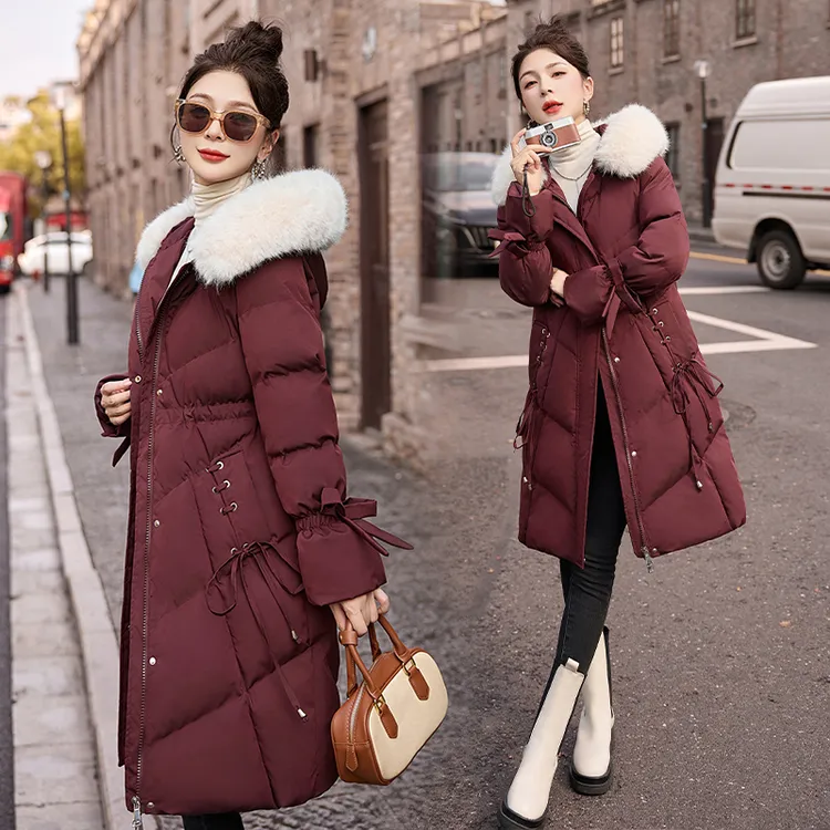 羽绒棉服女中长款2025冬季爆款时尚收腰显瘦大毛领保暖棉衣棉袄潮