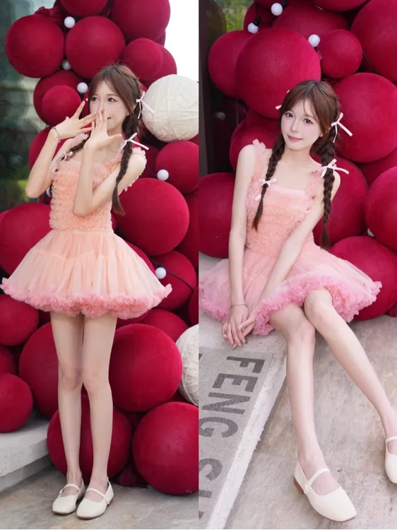 25春夏新品高腰显瘦tutu裙连体裙蓬蓬连衣裙裙加蓬大人成人突突裙